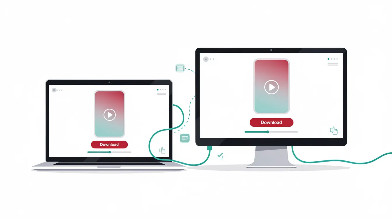 Downloading a TikTok video on a laptop browser to the Downloads folder